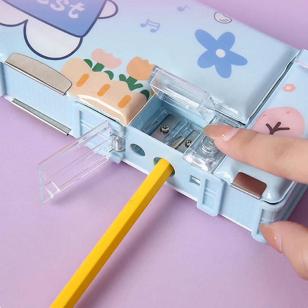 حافظات أقلام كاواي كارتونية لرائد الفضاء صندوق أقلام مغناطيسي مزدوج الجوانب مع مبراة أقلام رصاص أدوات مكتبية متعددة الوظائف للأولاد والبنات