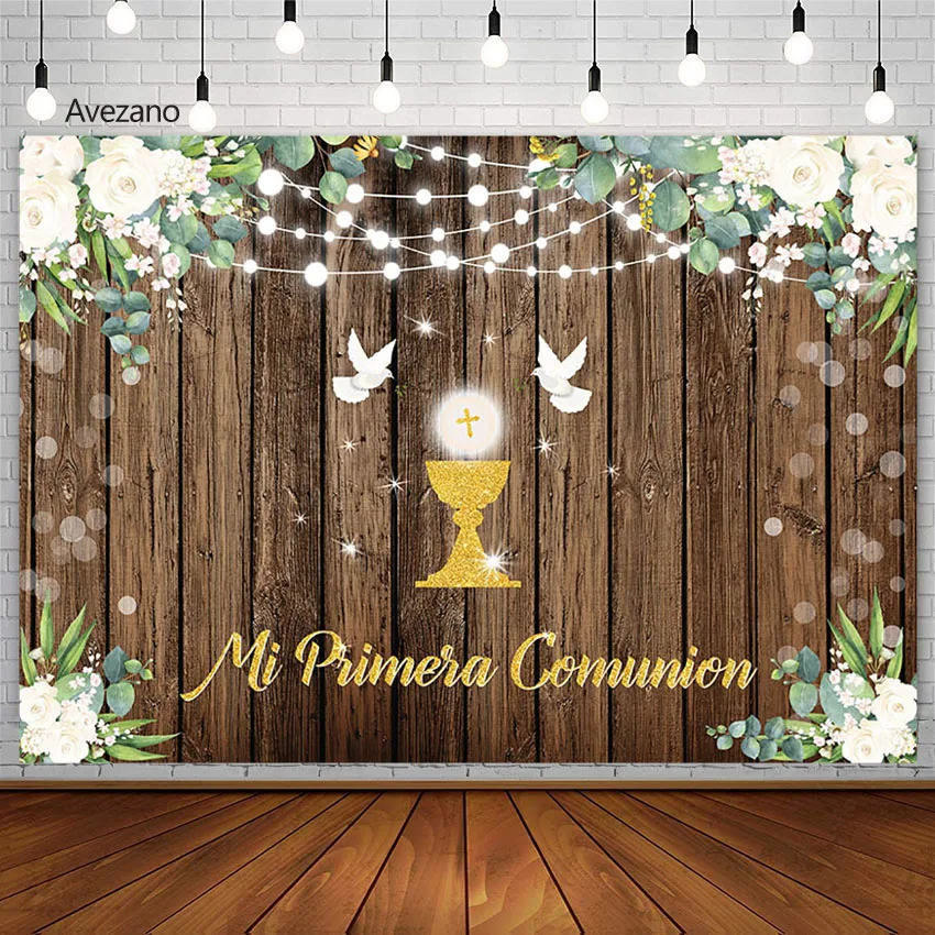 Avezano Photography Background Mi Primera Comunion Party Decoration Graal Wood Flower Background God Bless Shower Photo Studio