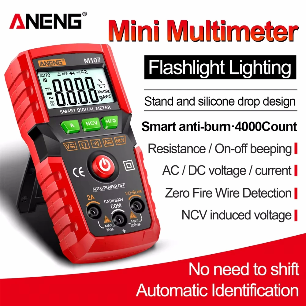 ANENG M108 Mini Digital Multimeter 4000 Count AC/DC Electrical Instruments Tester Auto Multimetro Digital Profesional Meter