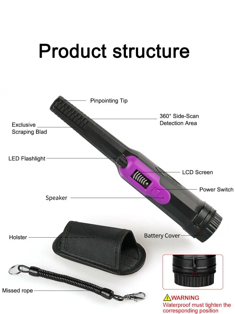 Brand New Pin Pointing LCD HandHeld Gold Finder Waterproof Metal Detector Treasure Hunter Pinpointer for Adults