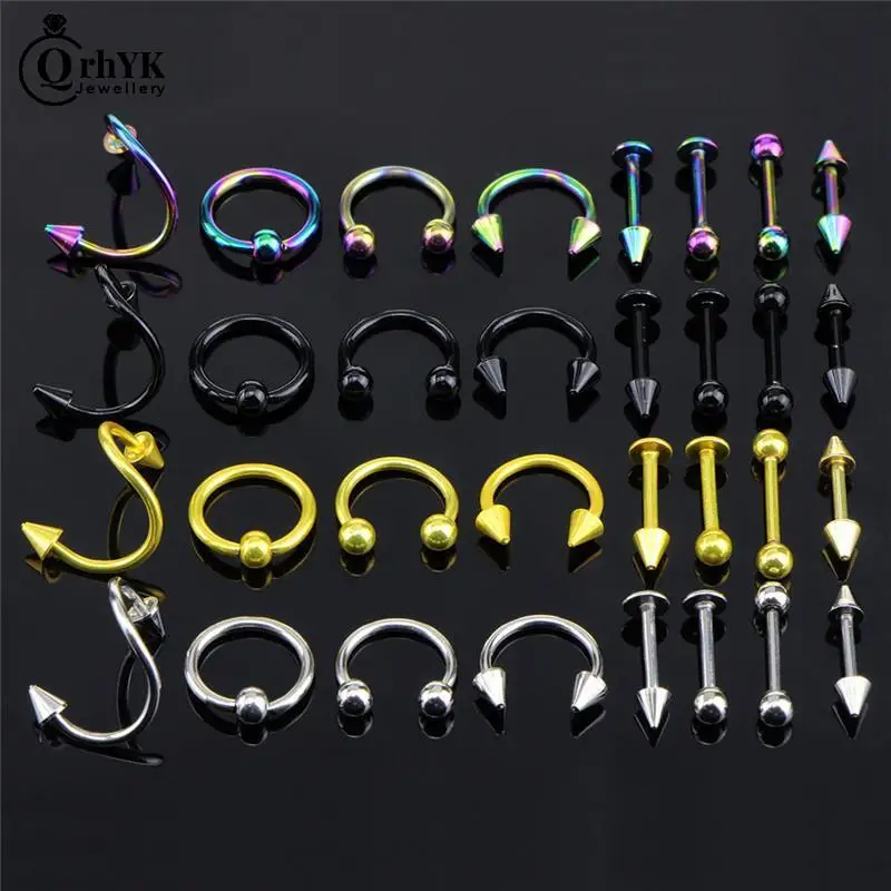 8/16PCS Stainless Steel Fashion 16G Titanium Anodized Body Jewelry piercing jewelry ear piercing jewelry body piercing jewelry body jewelry nose rings Helix Piercing Ear Eyebrow Nose Lip Captive Rings