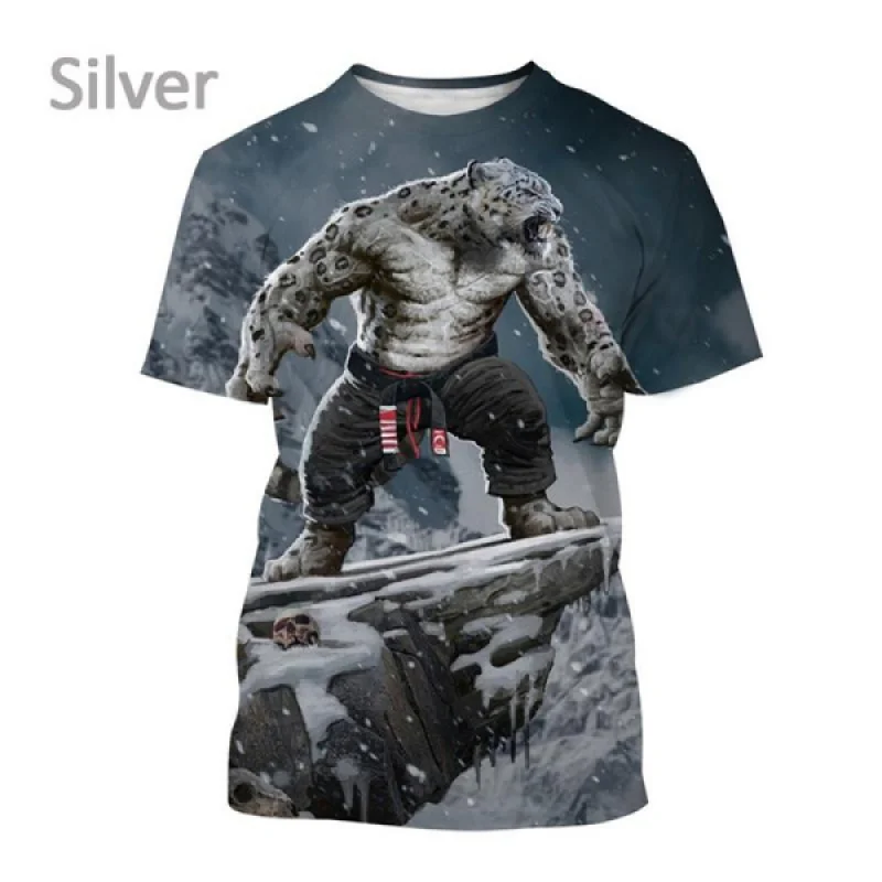 

New BJJ Animal Print Breathable Short-sleeved T Shirt Men's Jiu-jitsu Lovers Harajuku Style Tee