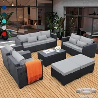 7 PCS Outdoor Furniture Sets 60000BTU 45-Inch Outdoor Propane Fire Pit Table Patio Furniture Set No-Slip Cushions and Waterproof 1
