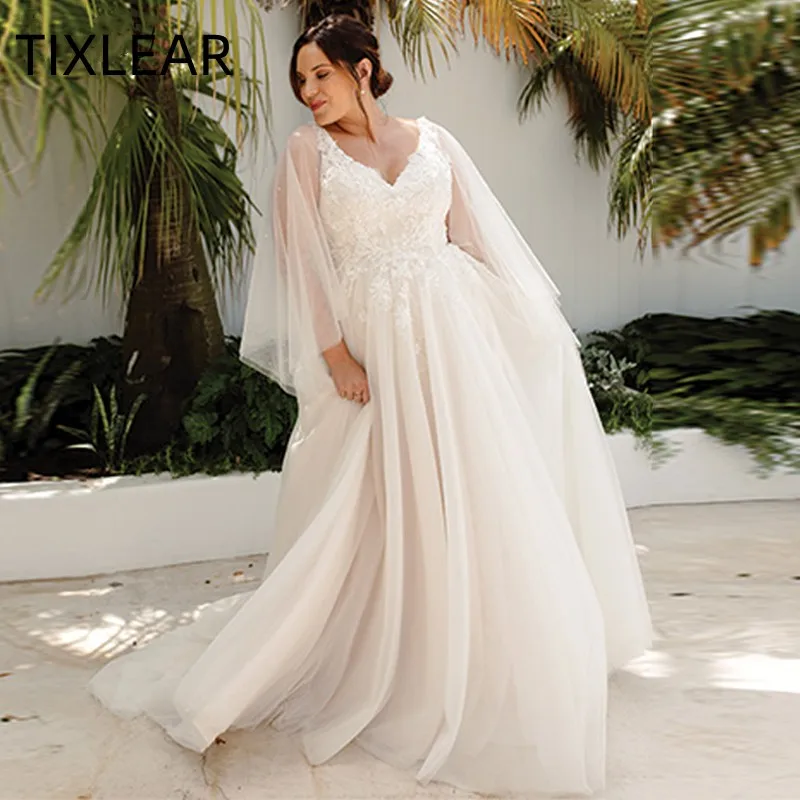 

TIXLEAR Ivory A-LINE V-neck Court Train Tulle Modern Wedding Dress 2023 Elegant vestido de noiva brautkleider robe de mariée