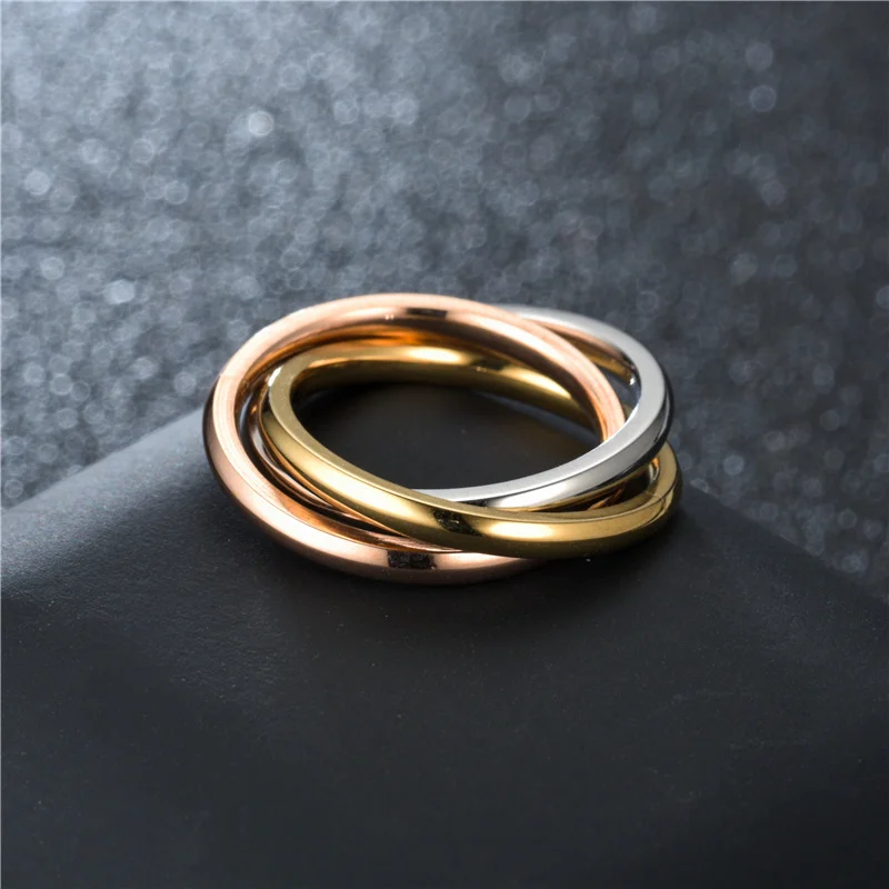 Classic Triple Ring Interlocked Rings for Couples Wedding Jewelry Fashion Three In One Sets Stainless Steel Ring Wedding Rings Couple Rings Stainless Steel Rings