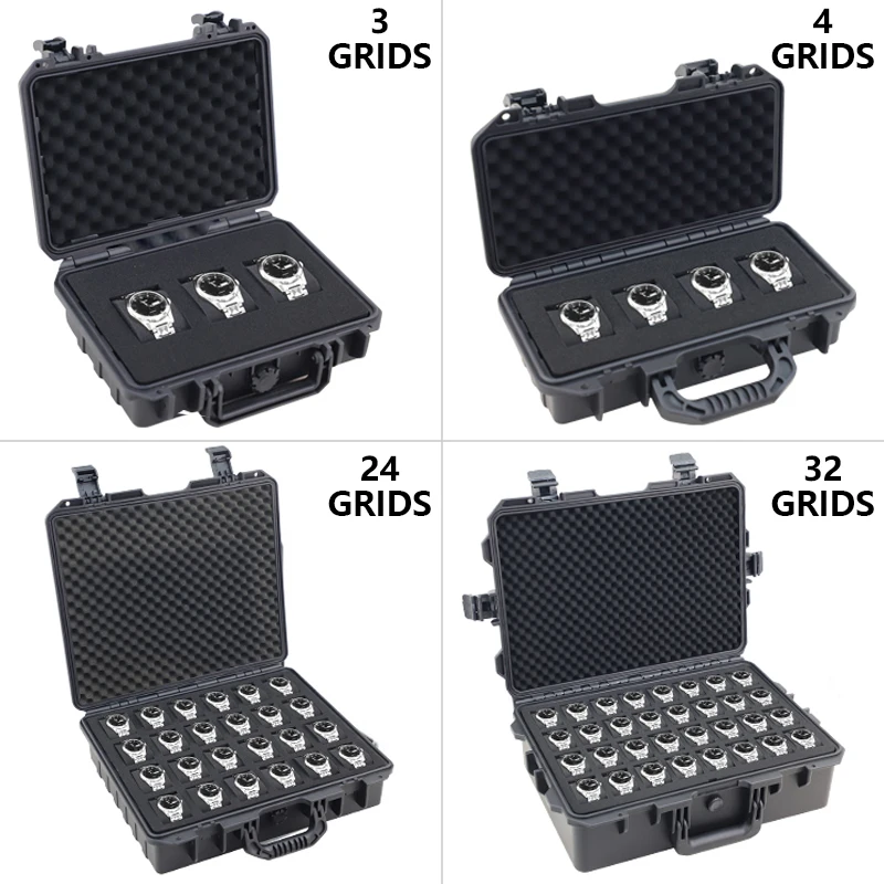 32 Slots Waterproof Watch Box Safety Equipment Case Portable Dry Tool Box Impact Resistant Case With Foam For Watches Storage Watch Storage Box