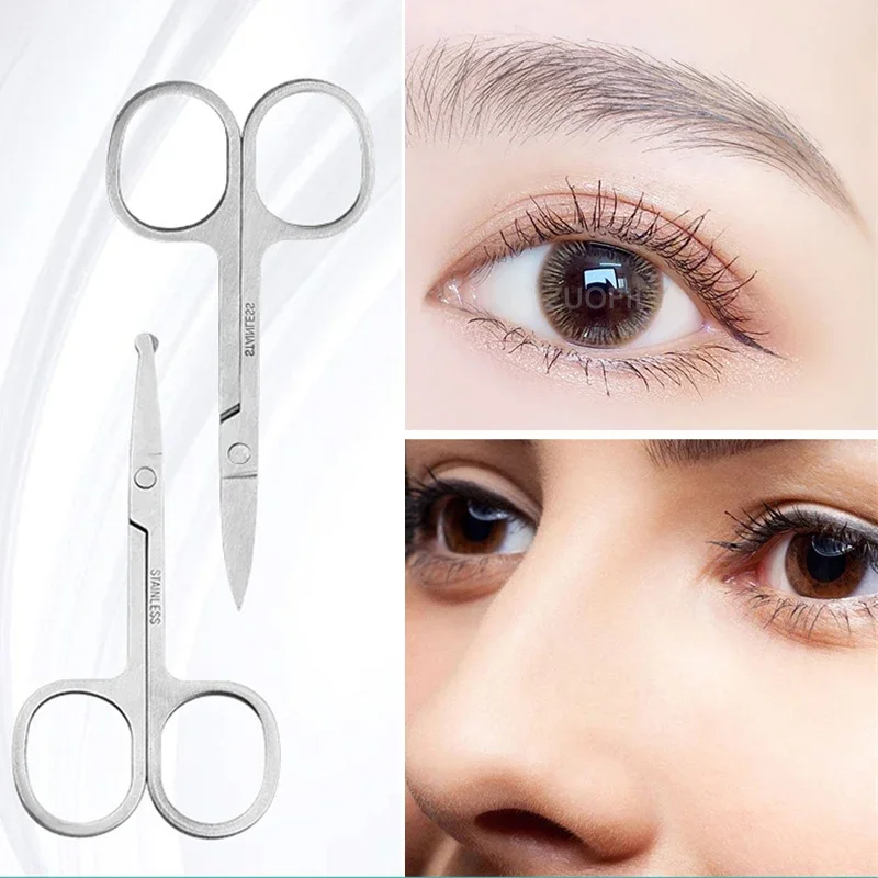 1pc 3.5" Stainless Steel Mini Portable Curved Mustache Nose Ear Hair Remover Scissor Trimmer Small Scissors Tools