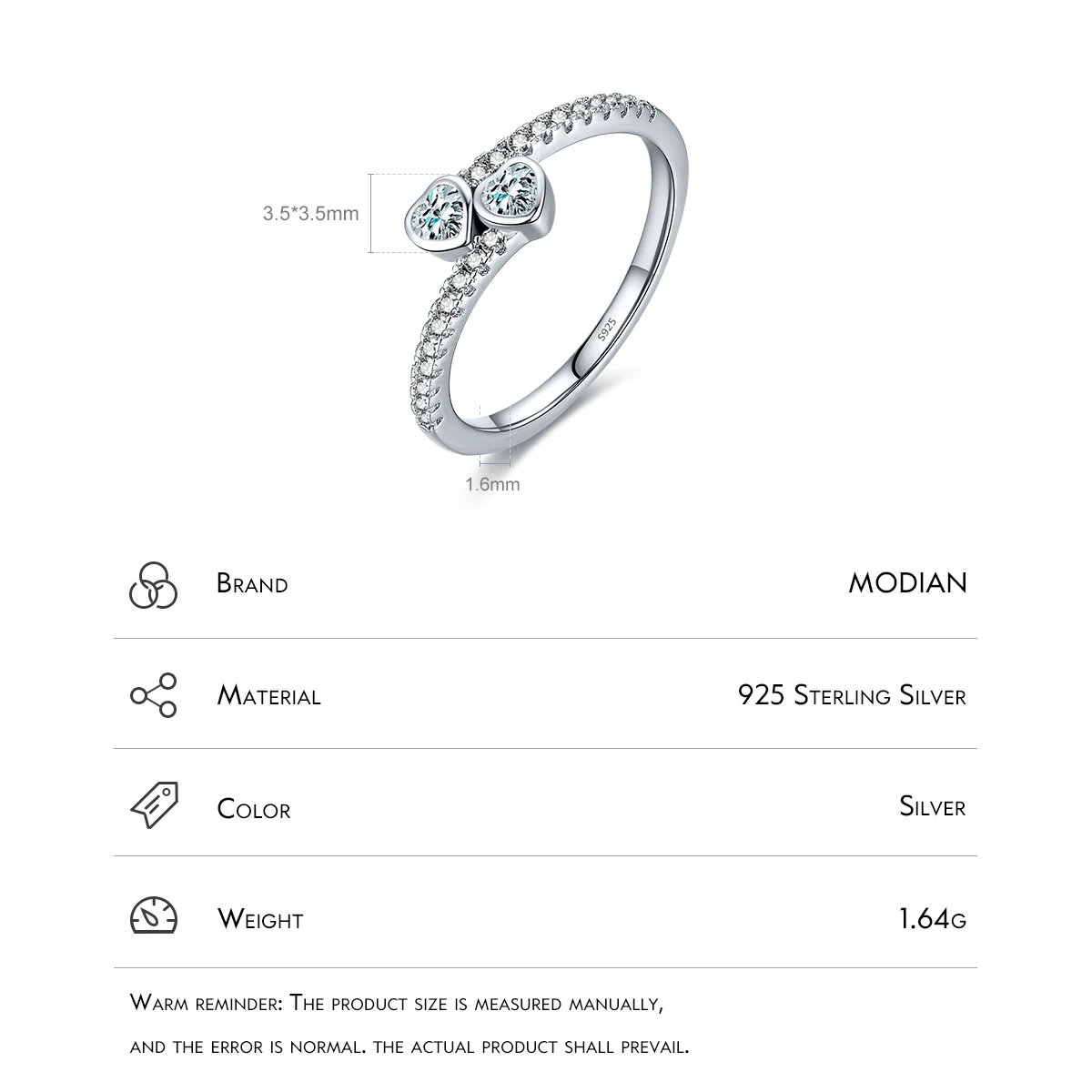 Heart Ring Pandora Sizes To Normal Ring Sizes MODIAN 925 Sterling