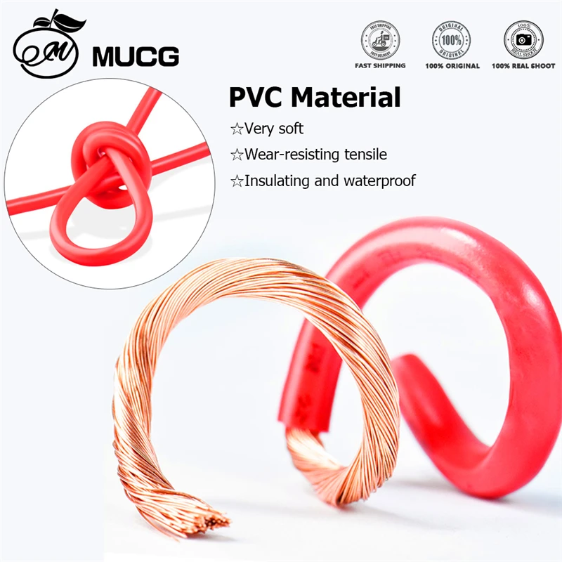 구리 와이어 PVC 유연한 전기 케이블 매우 부드러운 가닥 와이어 자동 LED 스피커 오디오 전원 자동차 배선 1 2 4 6 8 10 AWG 검정색 빨간색