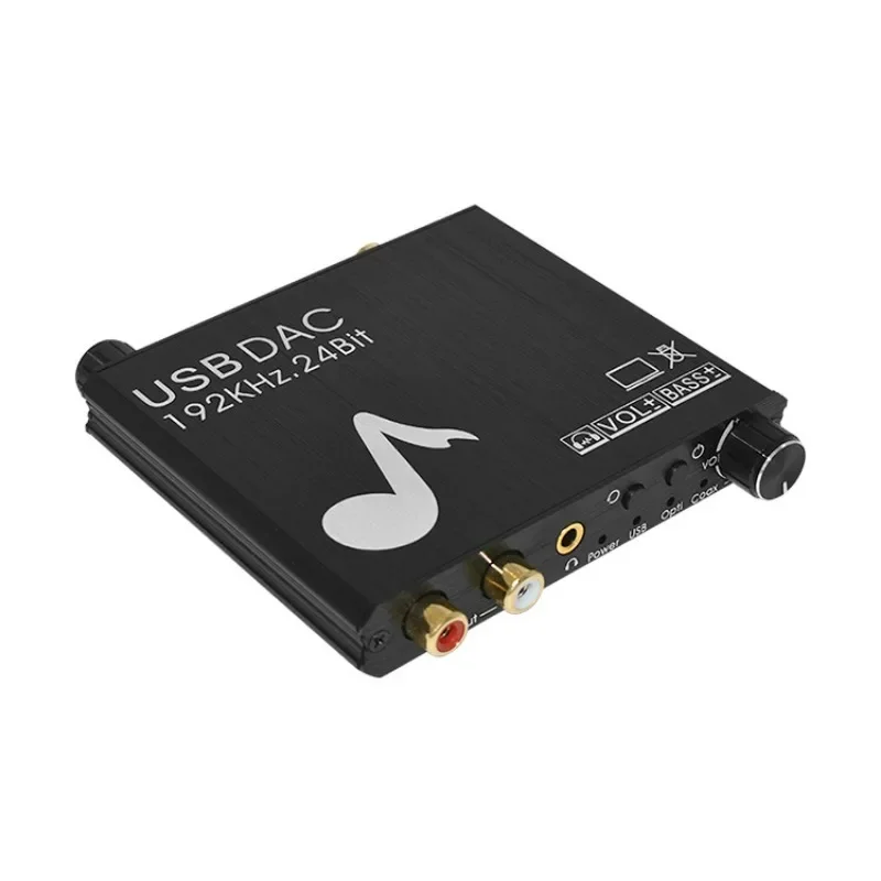 

USB DAC 192kHz 24Bit Digital to Analog Converter with Bass&Volume Control Coaxial Toslink to Analog Stereo L/R RCA