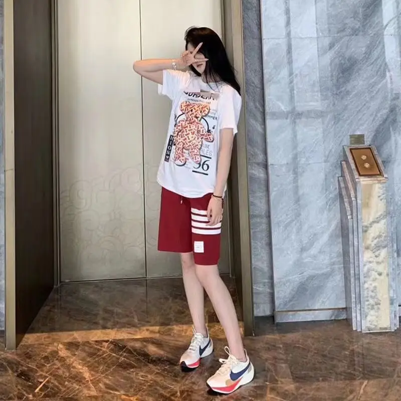 Clothes for men Summer Striped Knitted Shorts Trendy Casual Couple Loose Pants Casual Straight Shorts