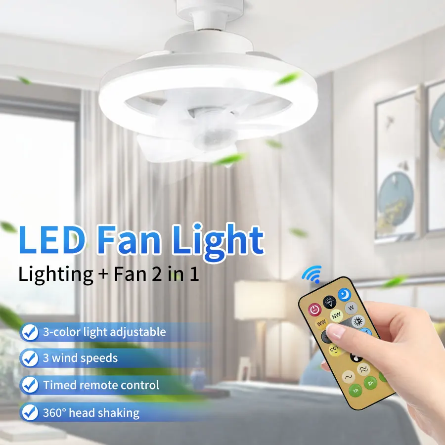 Smart Ceiling Fan Light Bedroom Living Room Modern Simple Decor Lights Home Intelligent Remote Control Restaurant LED Fan Light