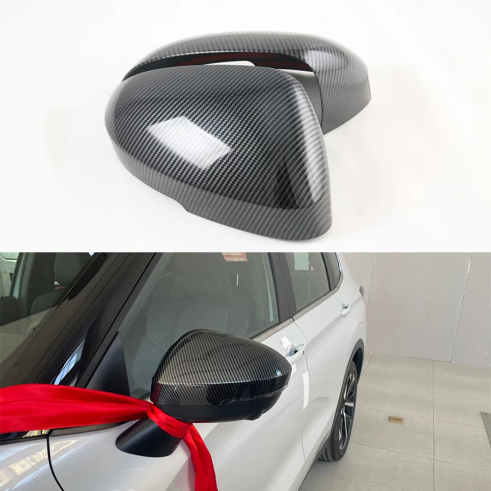 

Car Rear View Mirror Cover Styling ABS Carbon Fiber Stickers For Mitsubishi Outlander 2023 Exterior Accessories 2pcs
