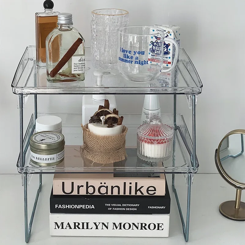 acrylic shelf Kitchen office desktop storage Multi-layer transparent dormitory good folding arrangement spice organizer