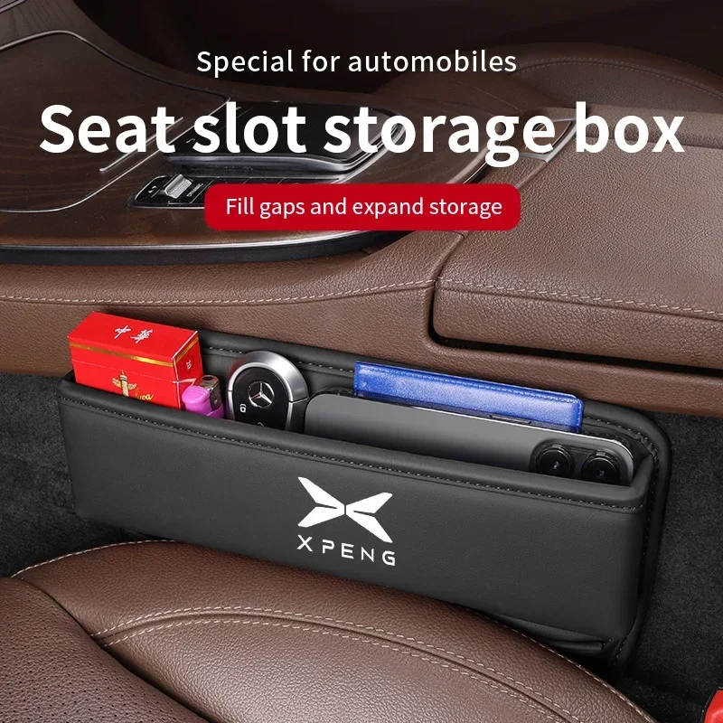 

For Xpeng P5 P7 G3 G9 N5 F30 h93 beta leather car seat sewn gap crevice slot storage box organizer auto interior accessories