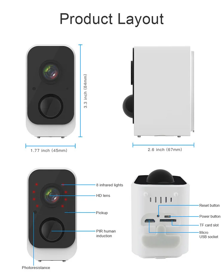 2MP 1080P Tuya Smart Life Battery Power Low Comsunption IP Camera Wireless Intercom Home Security CCTV Monitor