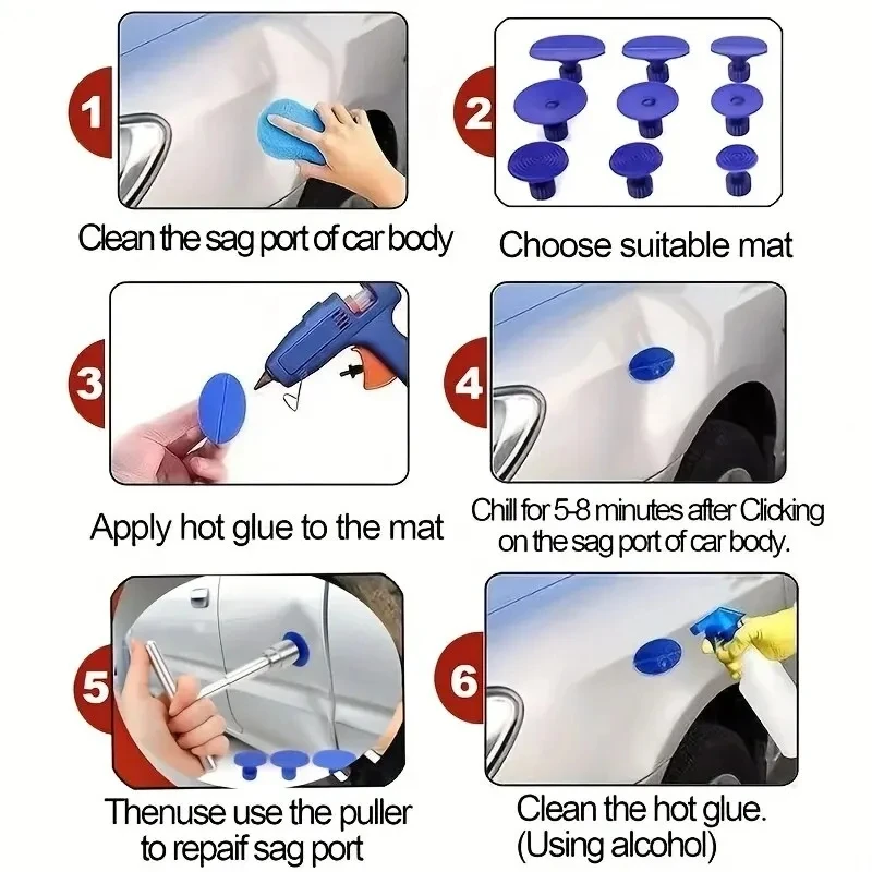 Car Dent Repair Tool Auto Body Part Mechanical Sheet Metal Paintless Dent Removal Puller Kit Hand Tools Set