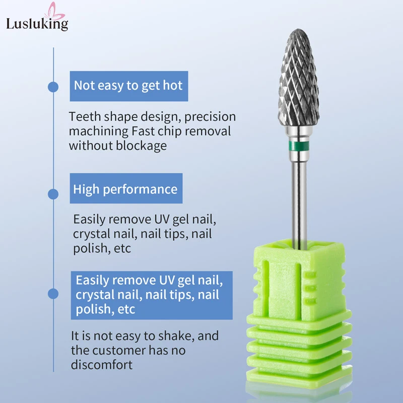 Tungsten Carbid Nail Drill Bits Electric Manicure Drill Accessory Milling Cutters for Nail Gel Polish Remover Tools Efiles nail drill bit