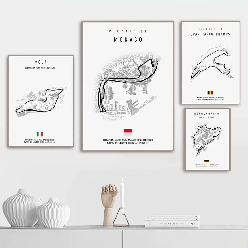 Formula 1 Racing Circuit Canvas Art: Aesthetic Motorsport Wall Decor