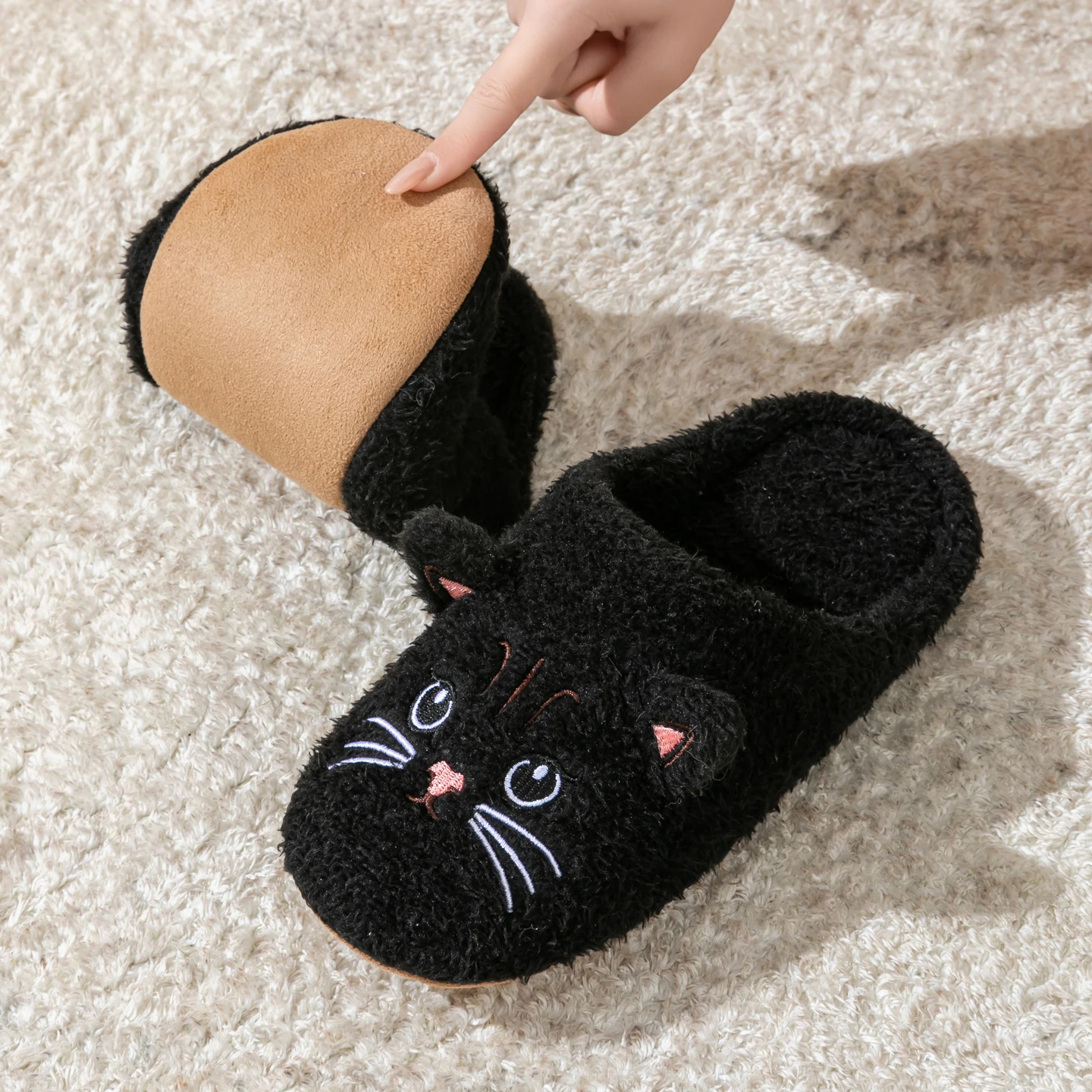 Women's House Slippers, Cute Cartoon Plush Non-Slip Indoor Bedroom Floor Shoes, Warm & Cozy Home Footwear for Winter&Autumn - 6