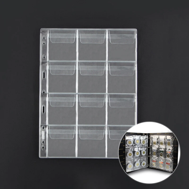 1 Sheet 9 Holes 12 Grids PVC Sheets For Coins Album Transparent Inside