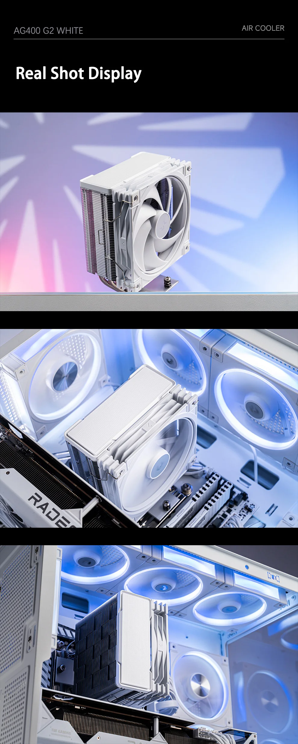 DEEPCOOL AG400 4 Heat Pipe CPU Air-Cooled Cooler 12cm Fan 4Pin PWM TDP 220W CPU Heat Sink For LGA1851 1700 AMD AM4 AM5