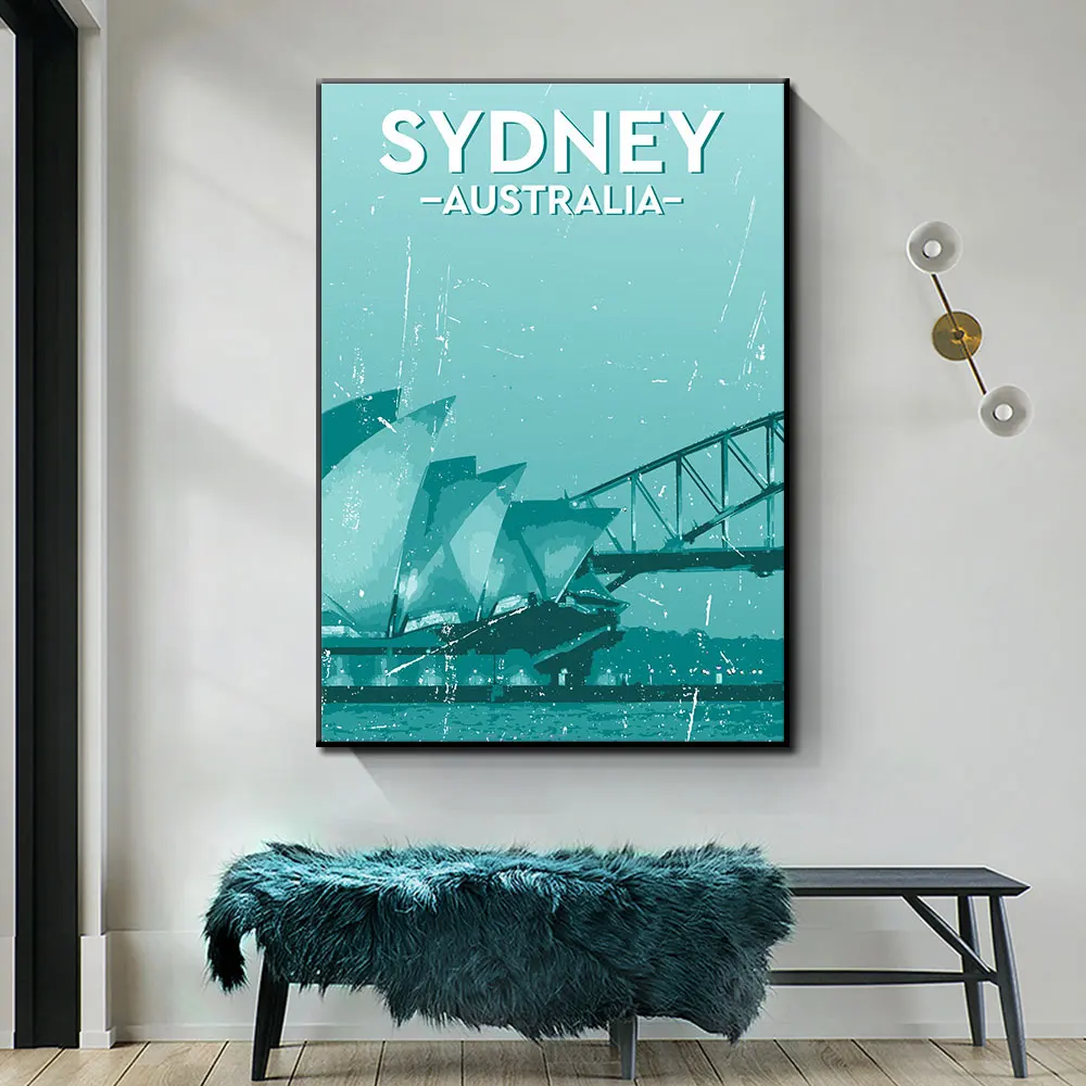 

Australia Sydney City Poster Art Prints Sydney Opera House Canvas Painting Abstract Wall Art Picture Living Room Home Decoration