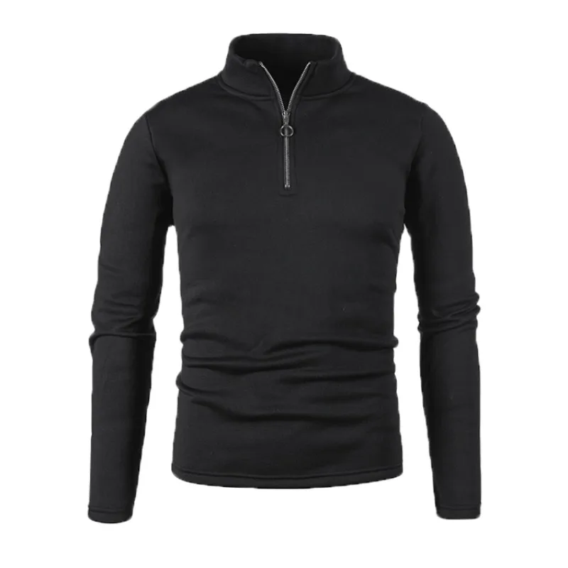 Winter Men's Sweater with Zipper Design At The Front and A Solid Color High Neck Base Coat for Men