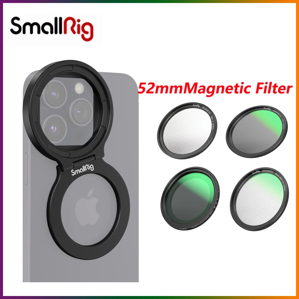 

SmallRig MagEase Магнитный VND /CPL /1/4 эффект Черный Туман/звездный крест фильтр 52 мм для iPhone 14/Xiaomi 13Ultra