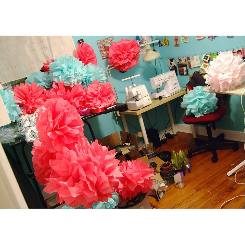 25pcs 25cm(10inch) Tissue Paper Pom Poms For Wedding Party Decoration Craft  Flower Ball - AliExpress