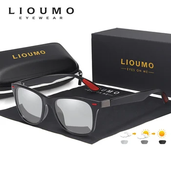 LIOUMO-레트로 스퀘어 선글라스, 남성용 포토크로믹 선글라스, 편광 렌즈 포함, 여성용, 카멜레온, 안전한 운전, 안경, heren