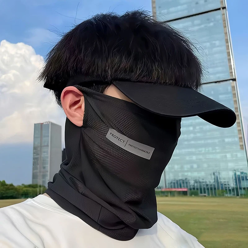 Pure Color Ice-Silk Face Mask Unisex UV Protection for Summer Outdoor Cycling