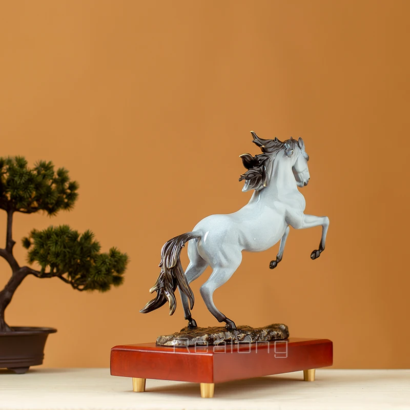 29cm Bronze Jumping Horse Statue Modern Art Bronze Horse Sculpture Luxury Animal Bronze Crafts Home Indoor Decor Tasteful Gifts - Image 4