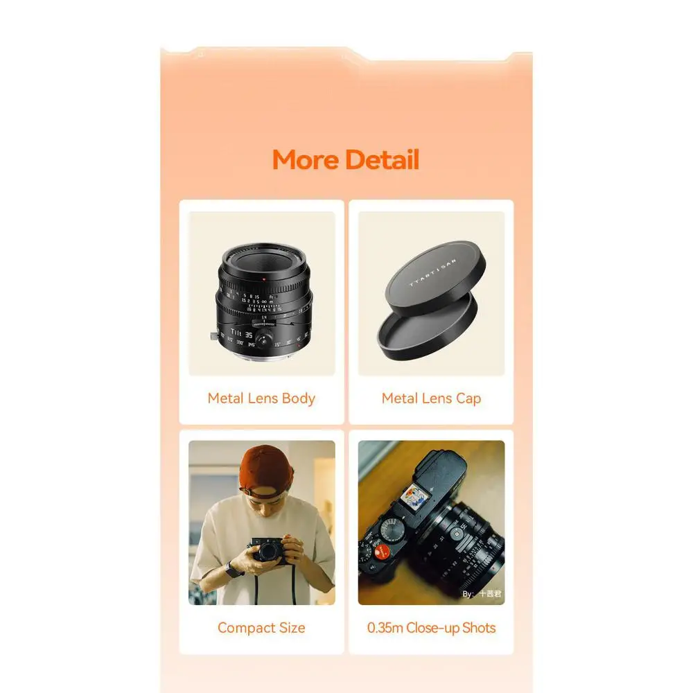 Tilt 35mm F1.4 APS-C E X Z RF M43 mount for Sony zve10 Fuji XT5 Nikon ZFC Canon
