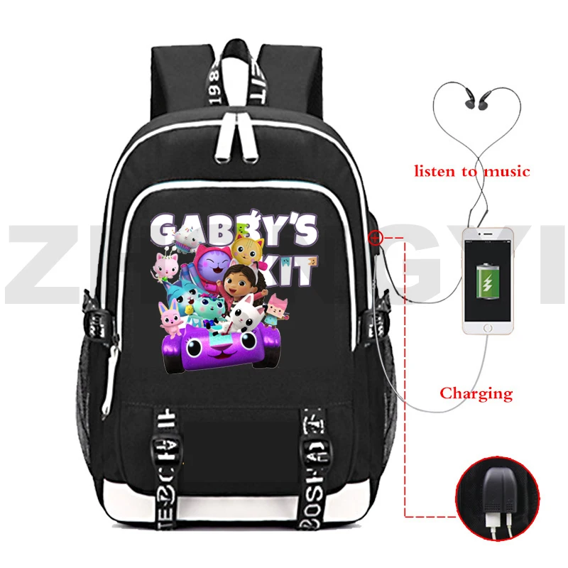 

Мужской рюкзак для кукольного домика Gabby, школьная сумка для подростков, дорожный ранец с USB-разъемом, большая сумка для кукольного домика в стиле Харадзюку