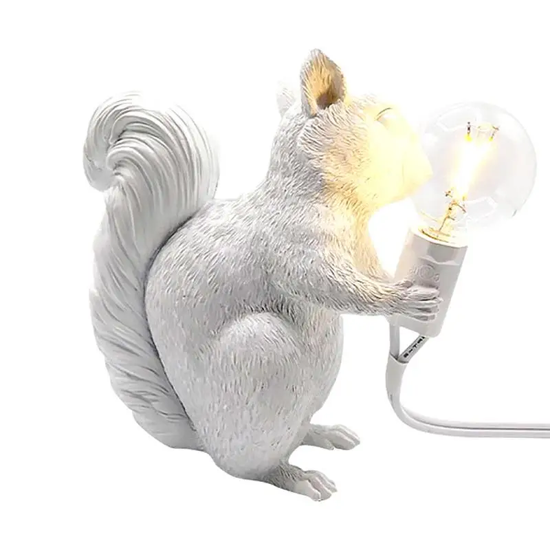 

Squirrel Resin Lamp Resin Squirrel Lighting Fixture Bedside Light Lightweight Squirrel Desk Lamps Cute Animal Lamp For Bedroom