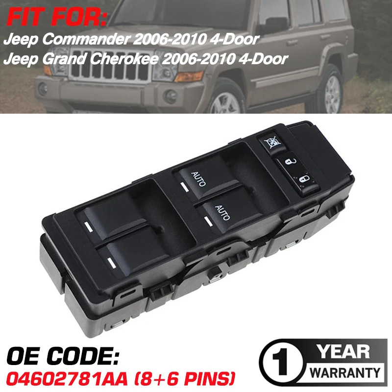 Muslimmaster Pulsante Di Controllo Dell'Interruttore Dell'Alzacristallo Elettrico Per Jeep Commander Jeep Grand Cherokee 2006 2007 2008 2009 2010 4602