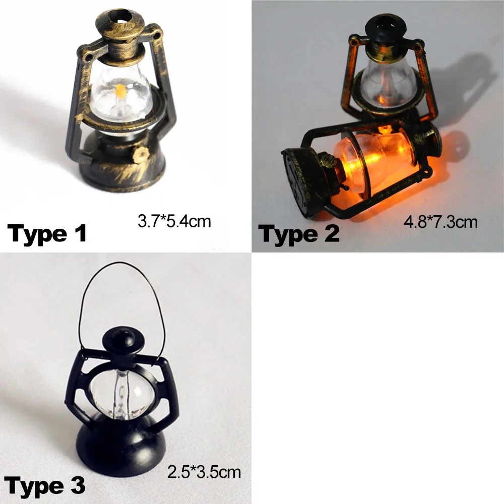 1:6 1:12 Scale Micro Landscape Pretend Play Dollhouse Accessories Mini Kerosene Lantern Miniature Oil Lamp Scene Ornaments 6