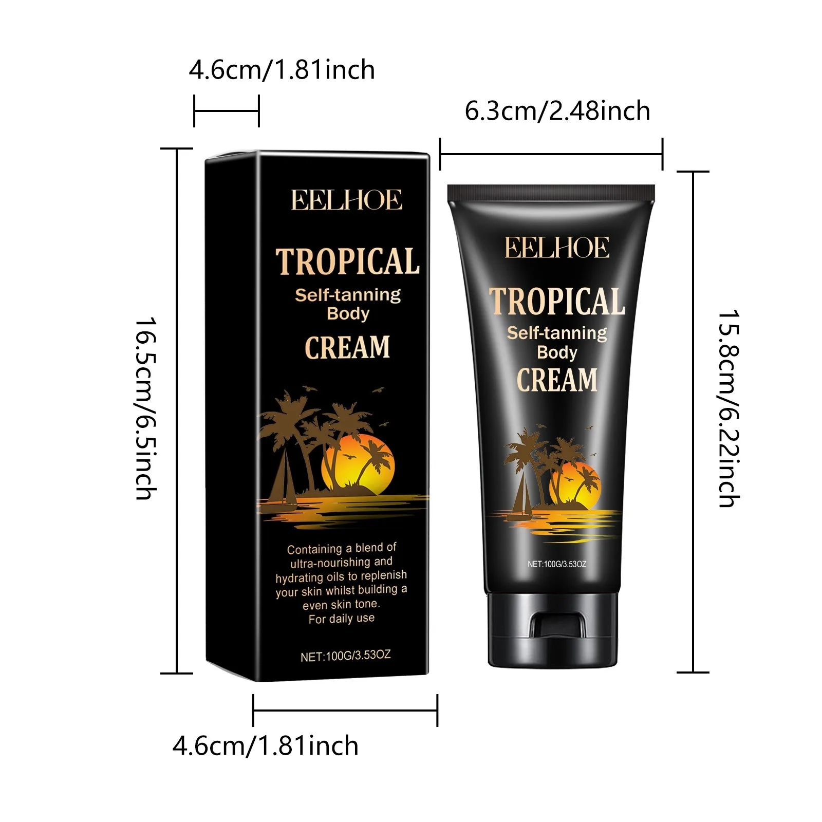 100g Help Black Skin Cream Natural Wheat Color Sun-free Cream Self Tanning Bronzer Body for Summer Outdoor