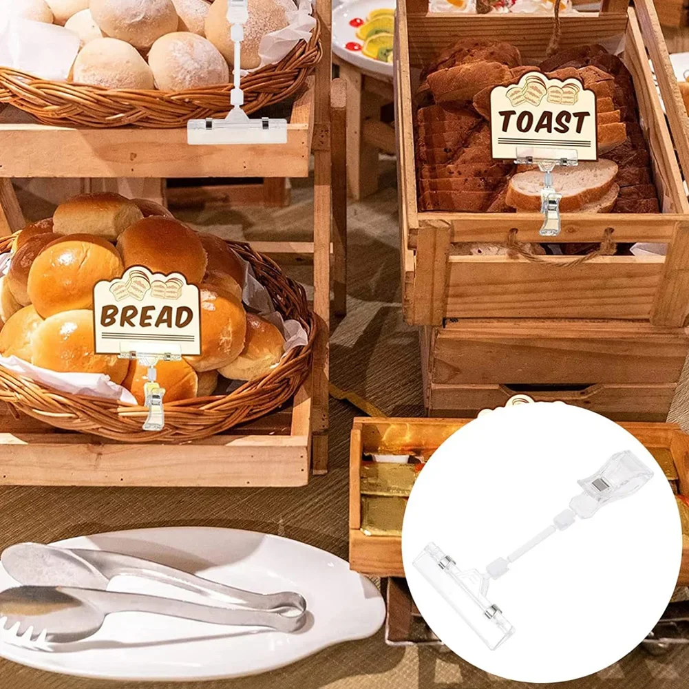 Price Tag Holder Transparent Merchandise Display Clips Name Tag Clips Swivel Price 25Pcs for Supermarkets Supply Store price tag holder clips