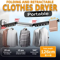Sucker Retractable Cloth Drying Rack Collapsible Cloth Hanger Aluminum Wall Mount Indoor Space Saving Home Laundry Drying rack 1