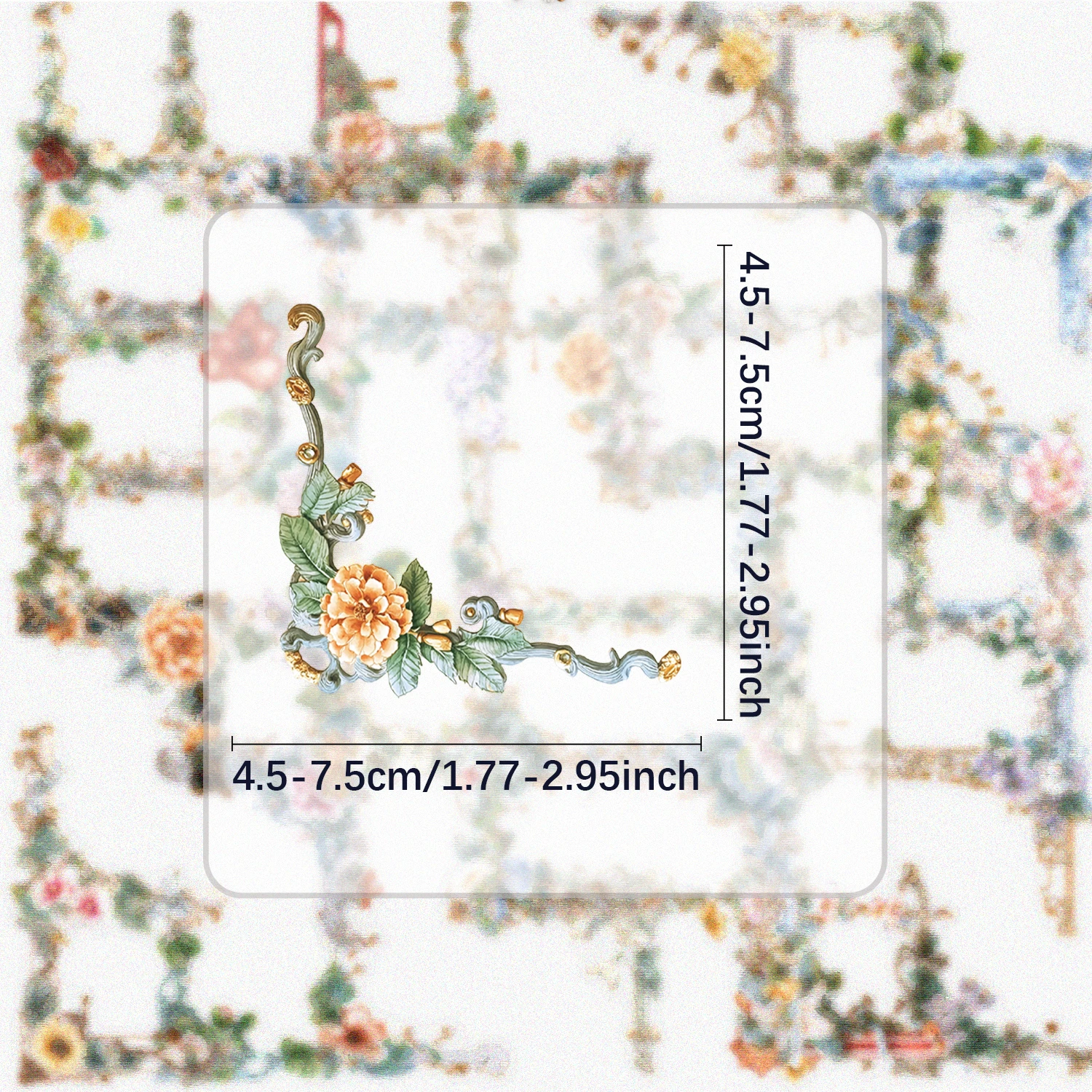 50개의 꽃 사진 프레임 스티커, 투명 그래피티 스티커, 물병, 노트북, 휴대폰, 여행가방, 스케이트보드, 기타, 선물 상자, 파티 장식 장식에 적합