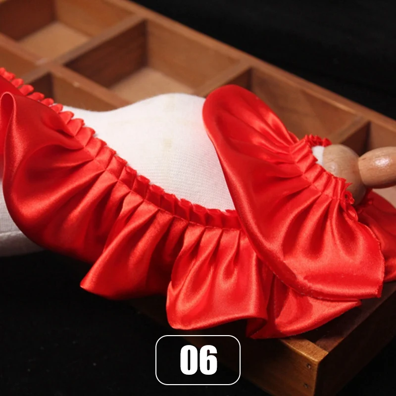 10 미터 5.5cm 프릴 레이스 가장자리 트림 반짝 이는 새틴 Pleated 리본 패브릭 가장자리 밑단 DIY 드레스 꽃다발 커튼 실내 장식 공예