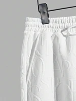 Ensemble deux pièces t-shirt et Short à col rond avec lettres texturées pour hommes, coupe régulière, t-shirt et Short décontractés à manches courtes 5