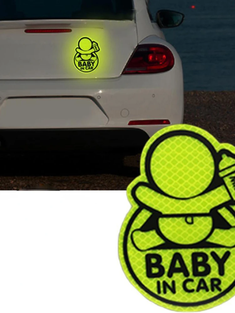 

Baby in the car; Reflective baby car" cute personalized car sticker; features