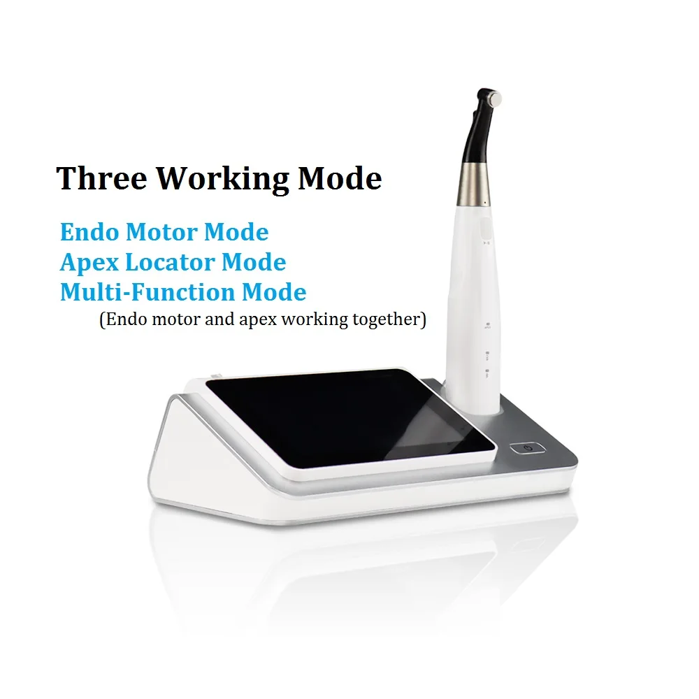 Motore endodontico COXO C-SMART-I PILOT con schermo touch grande e contrangolo per il trattamento del canale radicolare.