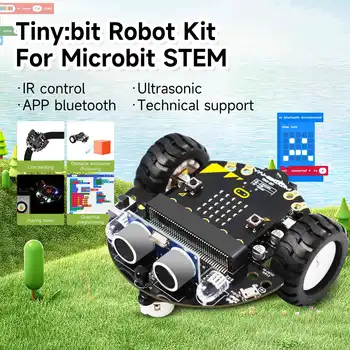 Microbit V2 Mini Smart Robot Car Kit Line-tracking supporto per evitare gli ostacoli programmazione Python STEM Education Electronic Set