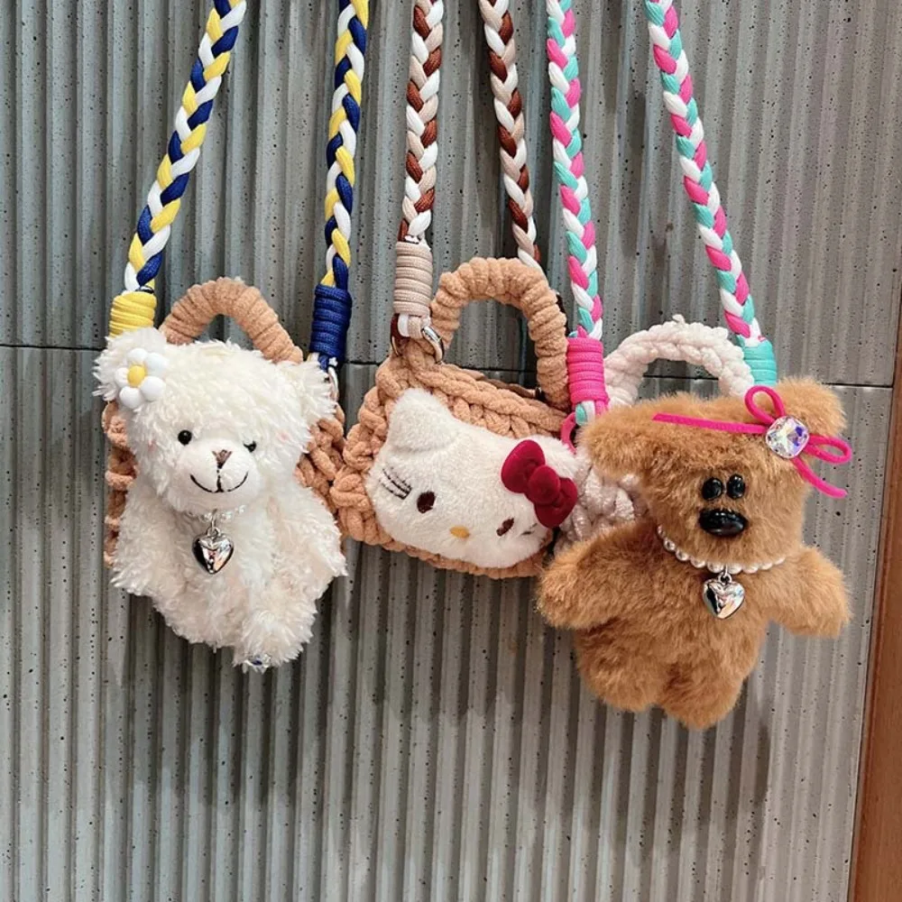 

Kawaii Cute Cartoon Teddy Bear Hello Kitty Anti-fall Headphone Bag Mini - Change Purse Schoolgirl Decoration Couple Holiday Gift