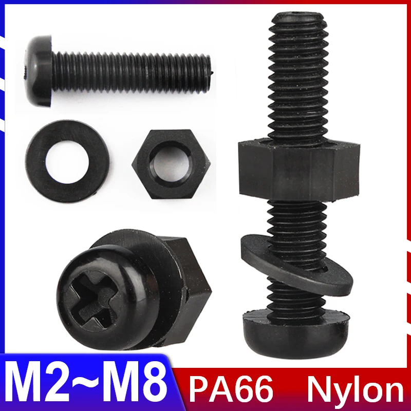 447 Pcs White Nylon Plastic Pan Round Head Screws Bolts And Nuts And Gaskets, Metric Full Threaded Hex Head Screws Bolts And Nuts And Washers Assortment Set - M2/M2.5/M3/M4/M5/M6 | Guatemala