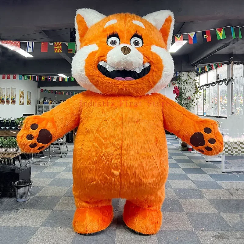 Inflatable Orange Cat  Mascot Costume for Adult Plush Furry Animal Halloween Blow Up Carnival Party Dress Suit Turning Red